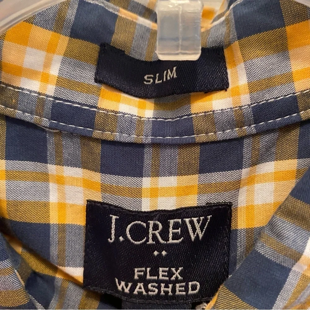 J. Crew Plaid Button-Down Shirt - Gold and Blue